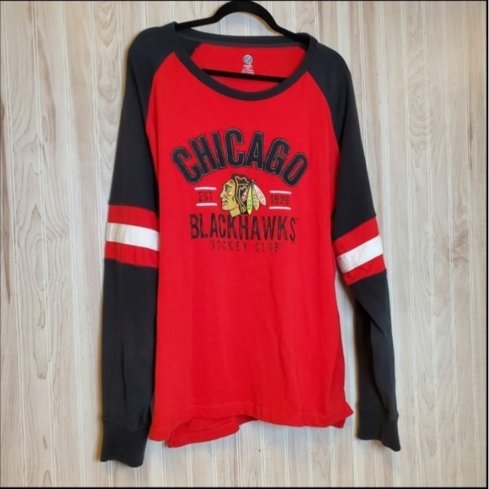 NHL Mens Chicago‎ Blackhawks Hockey Long Sleeve Pullover T-Shirt Size 2XL Hockey